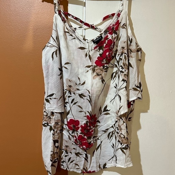 Torrid Sophie Textured Woven Double Layer Swing Cami Ivory Floral Size 2 (18/20) - Picture 3 of 6